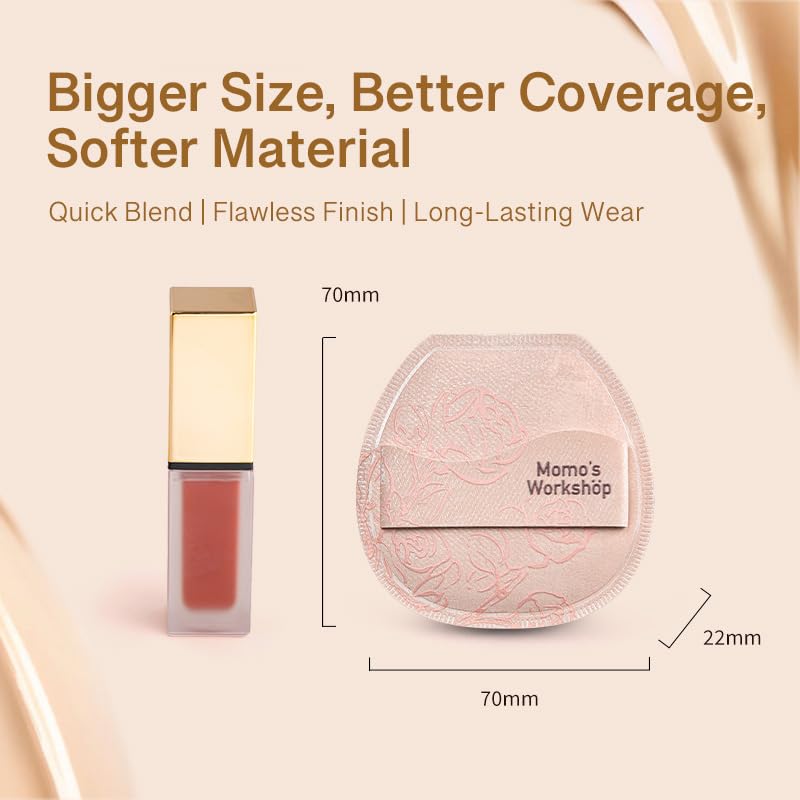 Makeup Sponge, Rubycell, Flat-cut Shape,Foundation Sponges with Glossy PU Leather, for Liquid/Sheer Foundations, Cosmetic Puff, Medium Bounce,Travel Friendly & Reusable,2pcs & Storage Case-BrightBean Baby