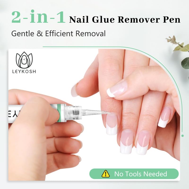 Nail Glue Remover for Press on Nails, 2025 Upgraded 2 In 1 Stick & Remover Pen Design, Not for Gel Polish Base Coat, Quick Gentle Removal Fake Nail Tips Press Ons, 2pcs*5ml-BrightBean Baby