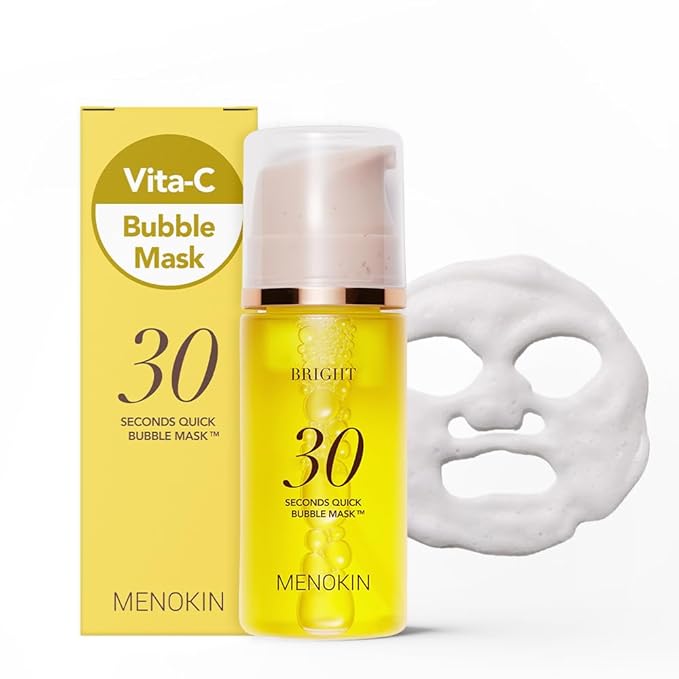 MENOKIN 30 Seconds Quick Bubble Mask [BRIGHT] - [Vitamin C] [Glutathione & Niacinamide] in Micro-bubbles for Dark Spots, Uneven Skin Tone, Korean Skin Care Essential, 70 Uses, 3.21 fl.oz-BrightBean Baby