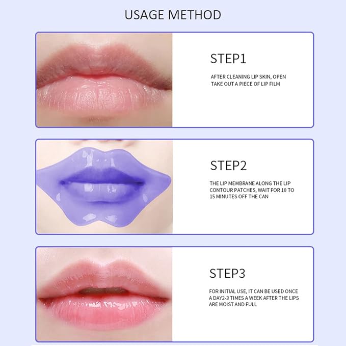 20Pcs Moisturizing Lip Mask, Lip Sleep Mask Reduces Lip Lines and Restores Moisture, Lip Mask Effectively Nourishes the Lip Skin, Gel Treatment Lip Masks Plumping Lips Mask Lip Care Products (Purple)-BrightBean Baby