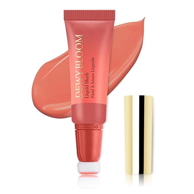 Blush Beauty Wand, Liquid Face Blush Contour Wand with Cushion Applicator, Smooth Cream Blush Wand Natural Matte Finish, Lightweight Blendable Blush Stick Makeup for Cheek,102 Coral-BrightBean Baby