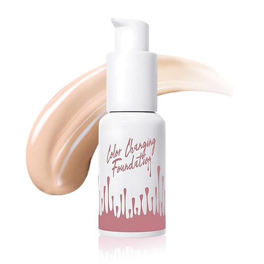 Color Changing Foundation Liquid, Skintone Matching Foundation, Full Coverage, Long Lasting, Lightweight Coverage, Oil Free and Silicon Free, Double Wear, Lightening, Sweat and Water Resistant-BrightBean Baby