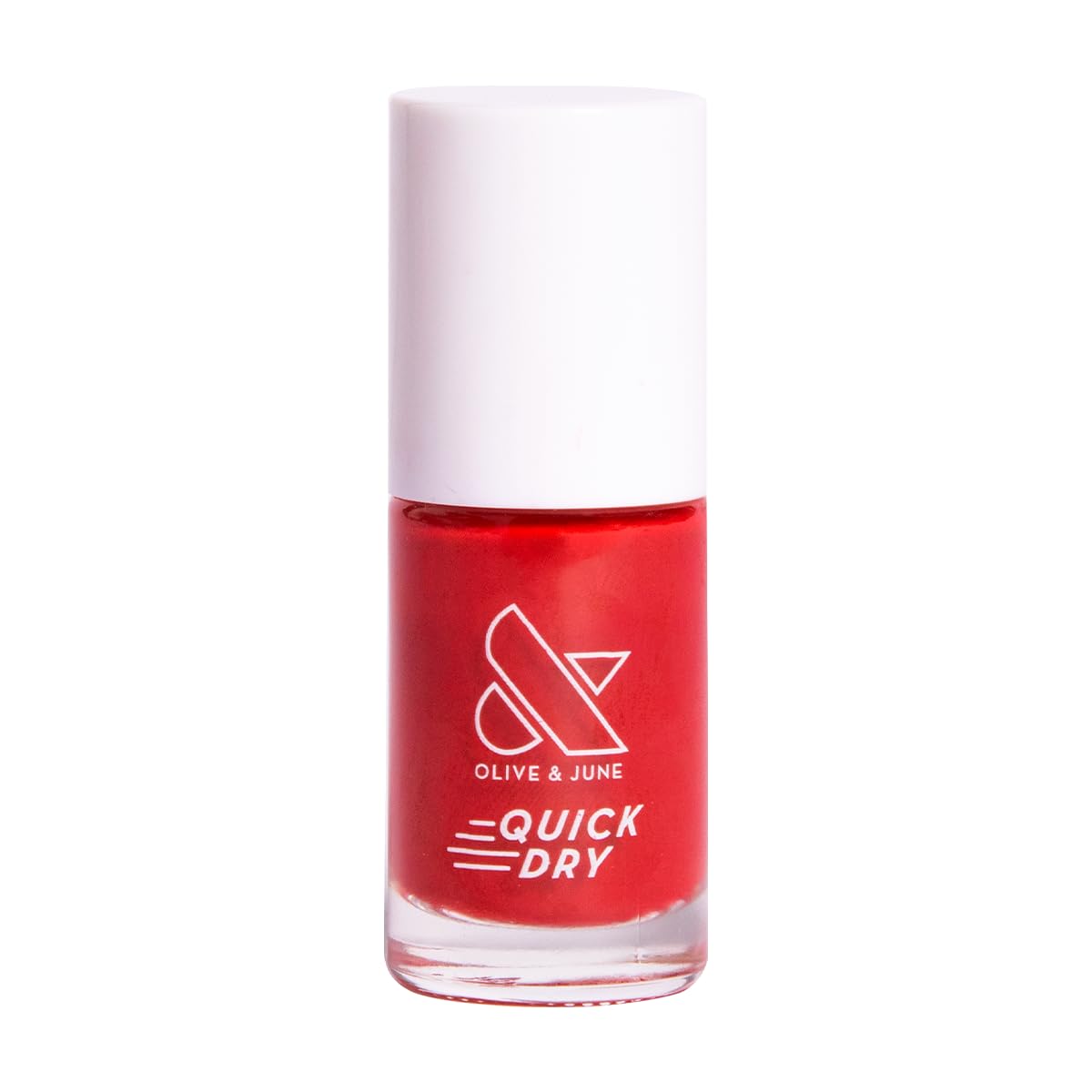 Olive & June Quick Dry Nail Polish | Instant, Fast-Drying, Smudgeproof Color | 15-free, Vegan, Cruelty-Free Formula | Lasts up to 5 Days | Salon-Quality Manicure, Pedicure at Home | Smooch Scarlet Red-BrightBean Baby