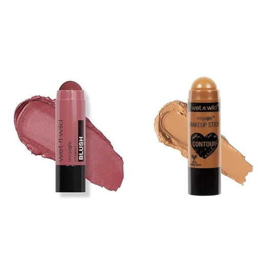 wet n wild Makeup Stick Bundle - Say It Ain't Rose & Brown Oak's On You, Velvety Cream-to-Powder Formula-BrightBean Baby