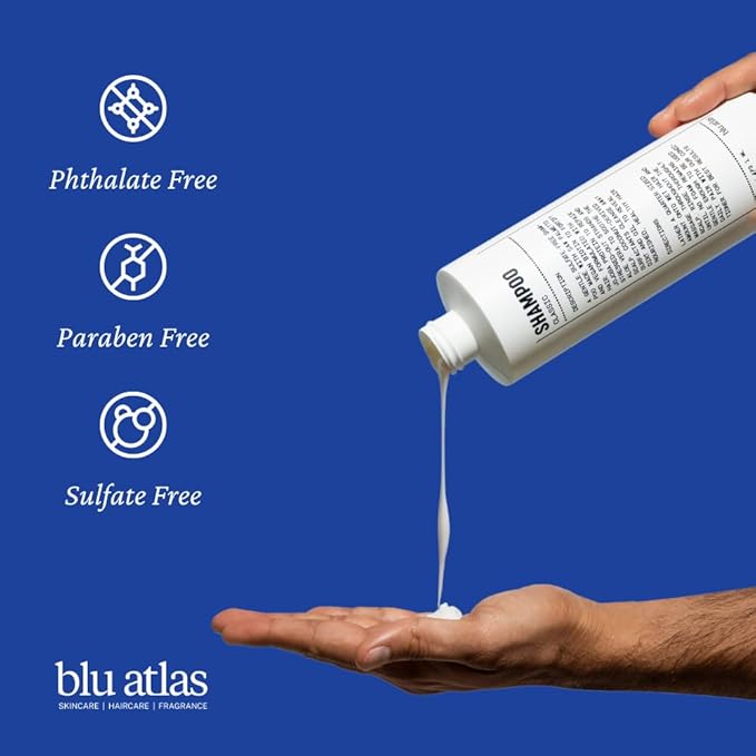 Blu Atlas Men's Natural Shampoo – Organic, Sulfate-Free, Paraben-Free – Deep Cleansing & Hydrating – Classic Scent (Bergamot, Sage, Patchouli) – Made in America– 16 oz-BrightBean Baby