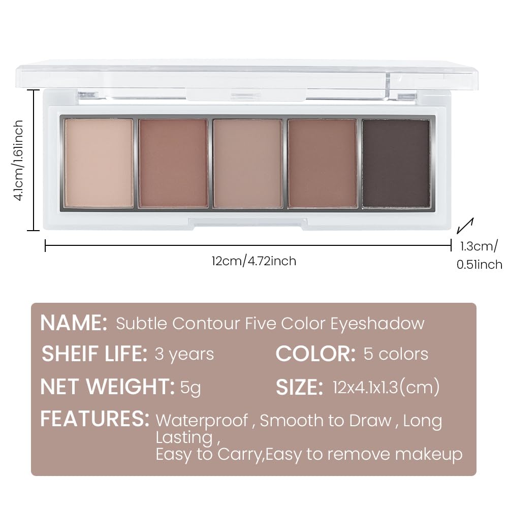 5 Color Eye Shadow Palette Makeup, Nude Coffee Brown Dark Brown Black, Velvety Matte Finish, Highly Pigmented Make up Eyeshadow Palette, Long Lasting Waterproof, Neutral Daily Eye Makeup 06#-BrightBean Baby