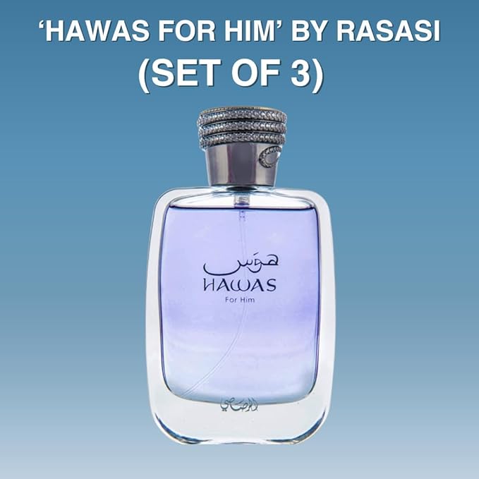 RASASI Hawas For Him EDP Spray 100ML (3.4 OZ) Long Lasting and Luxurious Scents for Men. (PACK OF 3)-BrightBean Baby