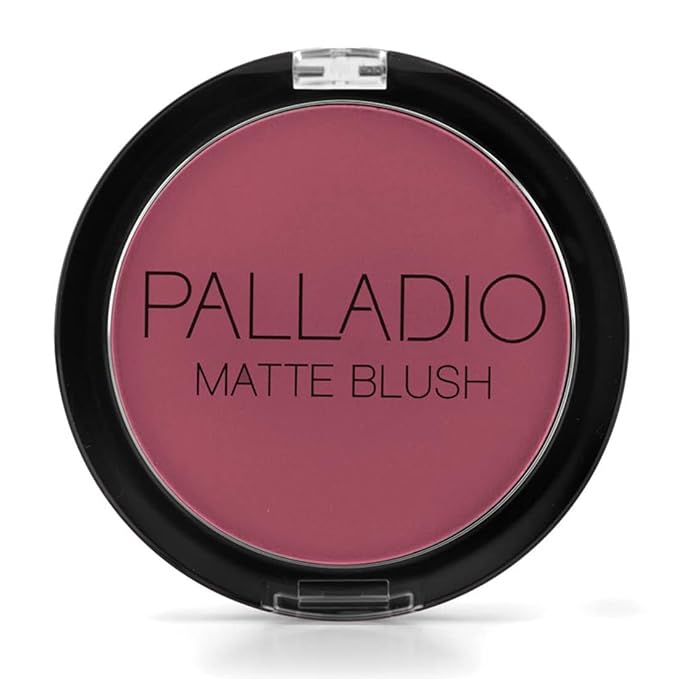 Palladio Matte Blush, Brushes onto Cheeks Smoothly, Soft Matte Look and Even Finish, Flawless Velvety Coverage, Effortless Blending Makeup, Flatters the Face, Convenient Compact, Velvetine-BrightBean Baby