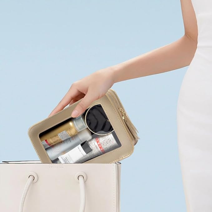 Clear Makeup Bag Small, TSA Approved Portable Toiletry Bag with Zipper Cosmetic Travel Bag Makeup Organizer Case Mini Makeup Pouch for Purse Car Organizer Bag for Women Men-BrightBean Baby