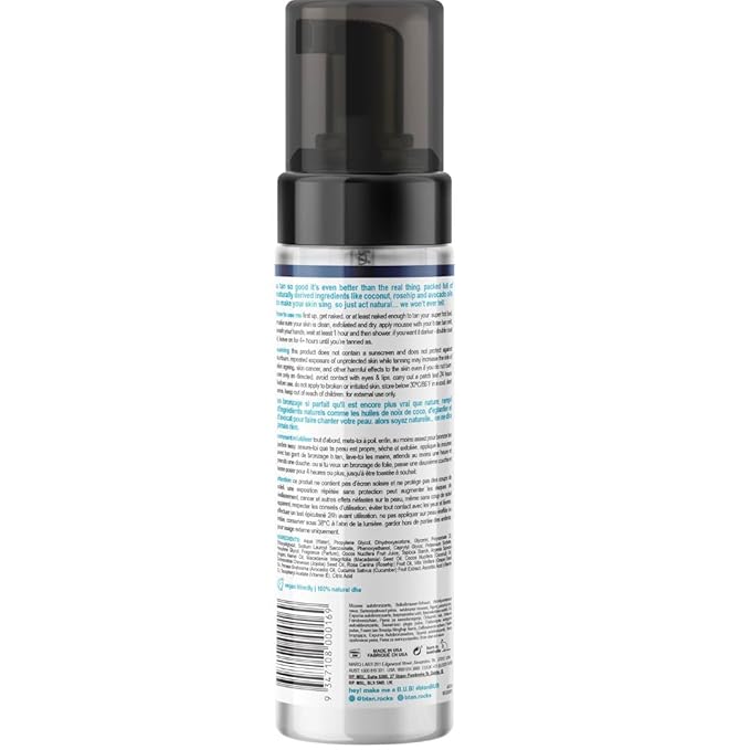 b.tan Clear Self Tanner Bronzing Water Foam | Just Act Natural - Best 1 Hour Express Sunless Tanning Mousse, Dark, Transfer-Free, Enriched With Coconut Water & Vitamin E, Face & Body, 6.7 Fl oz-BrightBean Baby