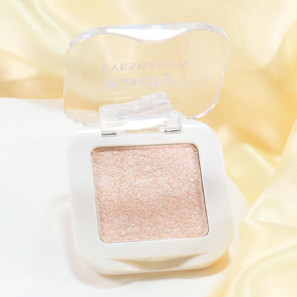 White Pearl Glitter Single Eyeshadow Palette - Single Shimmer Eye Shadow in Pearl White, Natural Highly Pigmented, Blendable Monochrome Powder Eye Shadow, Eyeshadow Palette Gift for Girls Women-BrightBean Baby