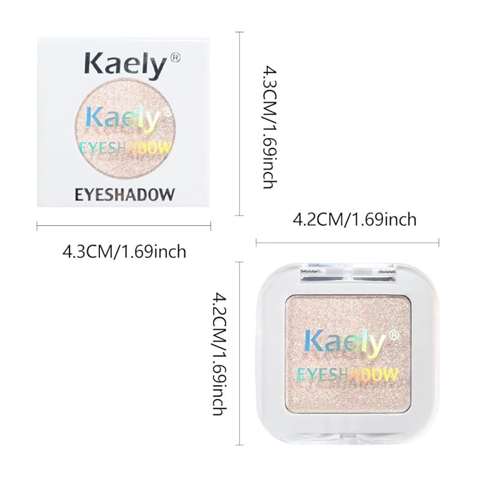 Kaely Pressed Single Eyeshadow Makeup, Sheer White Sparkle Highly Pigmented Monochrome Eye Shadow Palette, Waterproof Neutral Powde Mini Eyeshadow, sombras para ojos, Lightweight Blendable, 02-BrightBean Baby