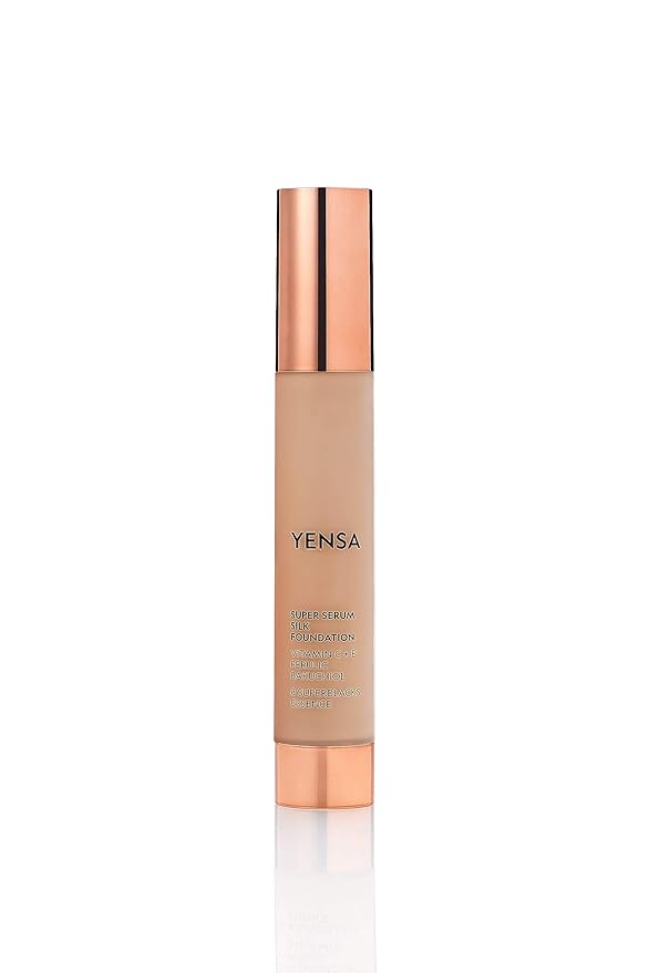 YENSA Serum Foundation Makeup - Super Silk Full Coverage Foundation Enriched with Peptides, Vitamin C & Ferulic Acid to Help Reduce Fine Lines, Wrinkles & Dark Circles - Medium 2 (1 oz)-BrightBean Baby