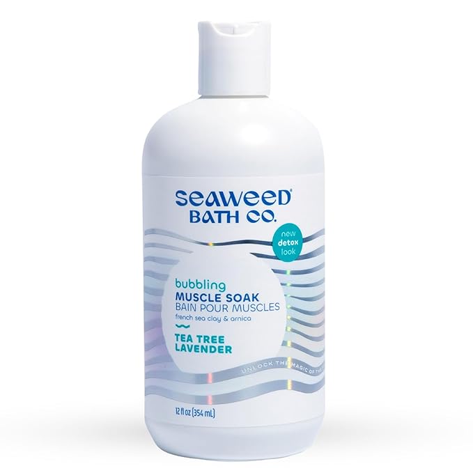 Seaweed Bath Co. Bubbling Muscle Soak, Tea Tree Lavender Scent, 12 Ounce, Sustainably Harvested Seaweed, French Sea Clay, Arnica-BrightBean Baby