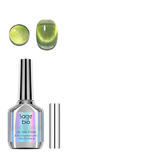 2PCS 15ml Cat Eye Gel Nail Polish, Glitter Holographic Nail Polish with Magnet Soak Off for DIY Manicure 18, Reflective Translucent UV Gel for Nail Art-BrightBean Baby