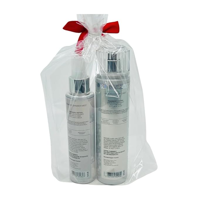 Bath & Body Works PLATINUM Fine Fragrance Mist 8 fl oz and Shimmer Mist 4.9 fl oz 2-piece Gift Set with a Red Bow for Holidays-BrightBean Baby