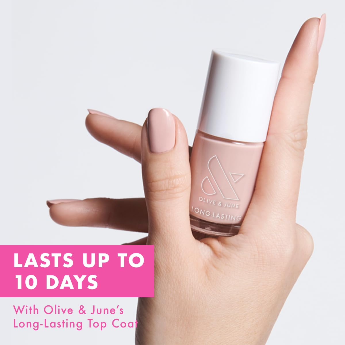 Olive & June Long Lasting Nail Polish | Plump Gel-Like Finish No Lamp Needed | Lasts up to 10 days | Salon-Quality Color at Home | 15-Free, Vegan & Cruelty-Free Chip-Resistant Shine | HZ | Dusty Rose-BrightBean Baby