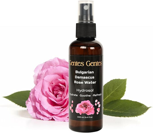 100% Pure Bulgarian Damascus Rose Water Hydrosol – Luxury Facial Toner for Hydration & Radiant Skin, Body Mist & Pillow Spray | Natural Skincare | 3.4 fl oz-BrightBean Baby