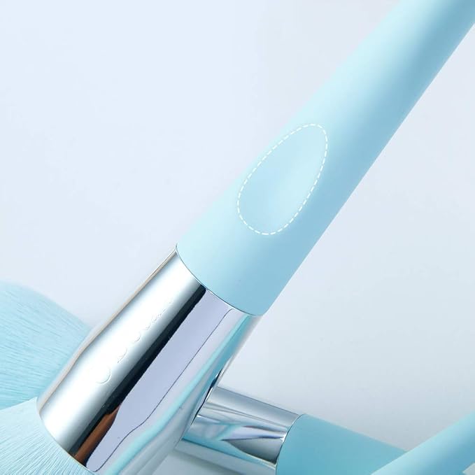 DUcare Makeup Brushes with Holder - 10Pcs Professional Synthetic Make Up Brushes Set for Blush Concealer Foundation Bronzer Powder Eyebrow Contour Eyeshadow Blending Makeup Brush Set, Ice Lake Blue-BrightBean Baby