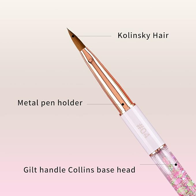 Acrylic Nail Brush Size 4,KEMEISI 100% Pure Kolinsky Nail Art Brushes Sturdy Handle Oval Shaped Acrylic Powder Nail Design Tools for Professional Manicure DIY Home Salon (White)-BrightBean Baby