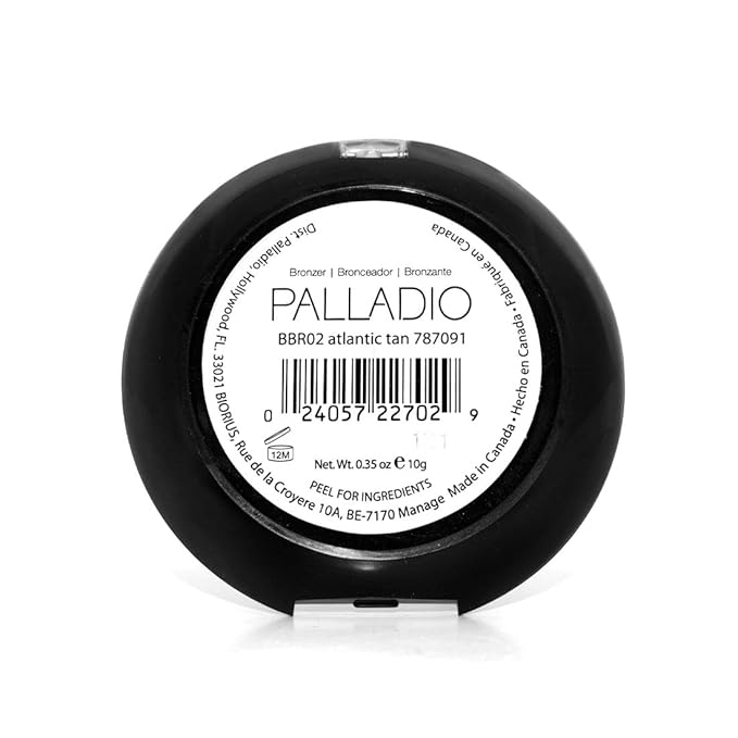 Palladio Baked Bronzer, Highly Pigmented and Easy to Blend, Shimmery Bronzed Glow, Use Dry or Wet, Lasts all day long, Provides Rich Tanning Color Finish, Powder Compact, Atlantic Tan-BrightBean Baby