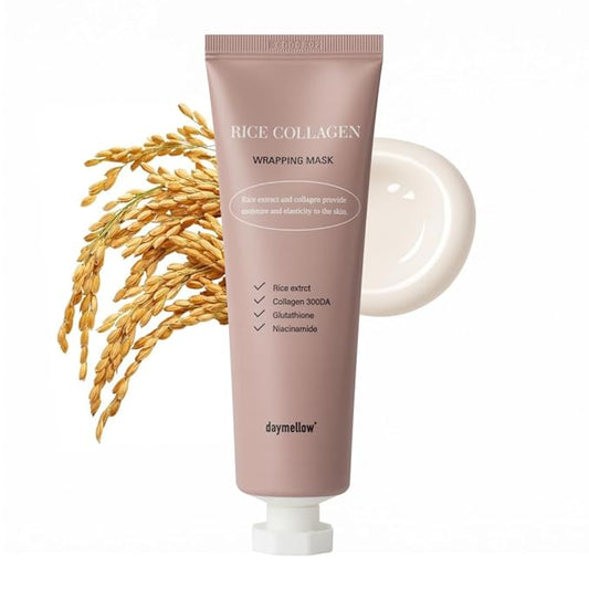 daymellow Rice Collagen Wrapping Mask 2.36 fl. oz / 70ml – Korean Peel-Off Facial Mask with Hydrolyzed Collagen, Hydrating & Firming, Overnight Gentle Pore Tightening for Glowing Glass Skin-BrightBean Baby