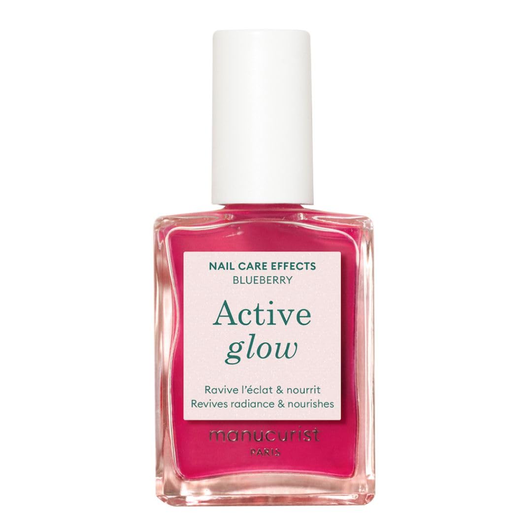 Manucurist Active Glow Blueberry All-in-One Perfecter Nail Polish & Care - No Lamp - Vegan & Made in France Ultra-Glowy Rose Mirror-Like Shine - Nail Concealer & Care - Plant-Based Ingredients-BrightBean Baby