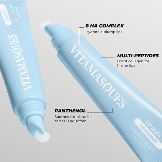 Vitamasques Overnight Lip Mask - Hydrating Coconut Flavor Lip Balm Moisturizer with Vitamins & Natural Oil Hydrates, Nourishes & Plumps Lips Area - Korean Skin Care Lip Care Products (Pack of 3)-BrightBean Baby