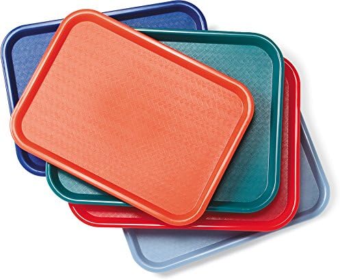 Carlisle FoodService Products Fast Food Cafeteria Tray 14" x 18", Durable Polypropylene with Slip-Resistant Surface, Stackable for Cafes and Schools, BPA-Free, Burgundy (Pack of 12)