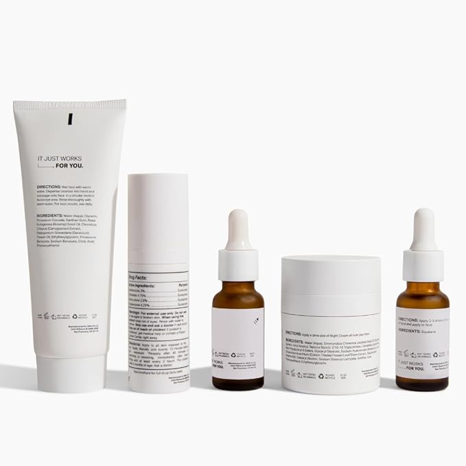 Y'OUR Skincare System, Contains: Moisturizing Cleanser, Antioxidant Day Cream, Calming Serum, Revitalizing Night Cream, Intensive Hydration Serum (Hydrating Skincare (Set of 5))-BrightBean Baby