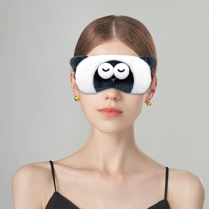 PERFECTSIGHT Sleep Eye Masks, Cute Plush Sleep Eye Cover Lightweight Adjustable Eyeshade Faux Fur Mask Cover for Women Men Sleep Travel Nap (Sheep)-BrightBean Baby