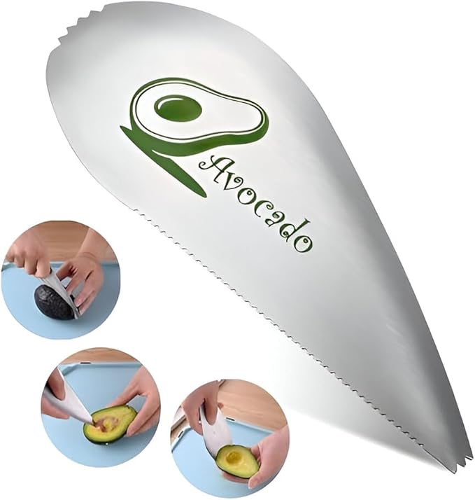 Metal Avocado Slicer & Cutter : Satinless Steel Avocado Cutter & Slicer Effortlessly Cut Fruits and Avocados Durable and Long Lasting