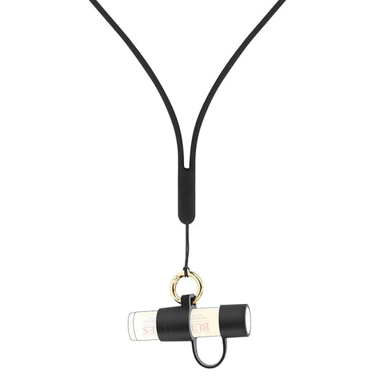 Desing Wish Silicone Lip Balm Holder with Cap Cover Portable Chapstick Holder Keychain Sleeve Lip Balm Key Chain with Key Ring and Neck Strap Lanyard - Black-BrightBean Baby