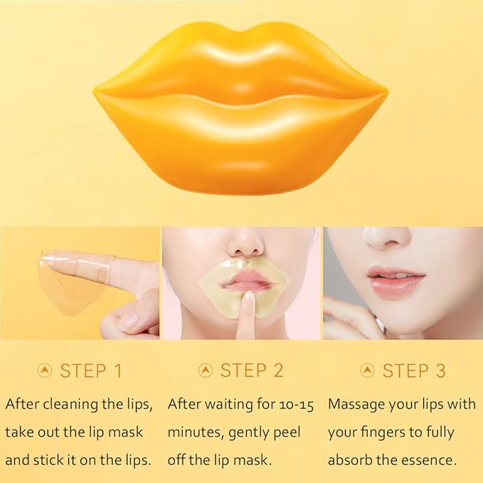 20Pcs Moisturizing Lip Mask, Restores Moisture Lip Care Mask for Dry Lips and Lip Lines Lips Overnight Lip Care, Gel Treatment Lip Masks Plumping Lips Mask (Yellow)-BrightBean Baby