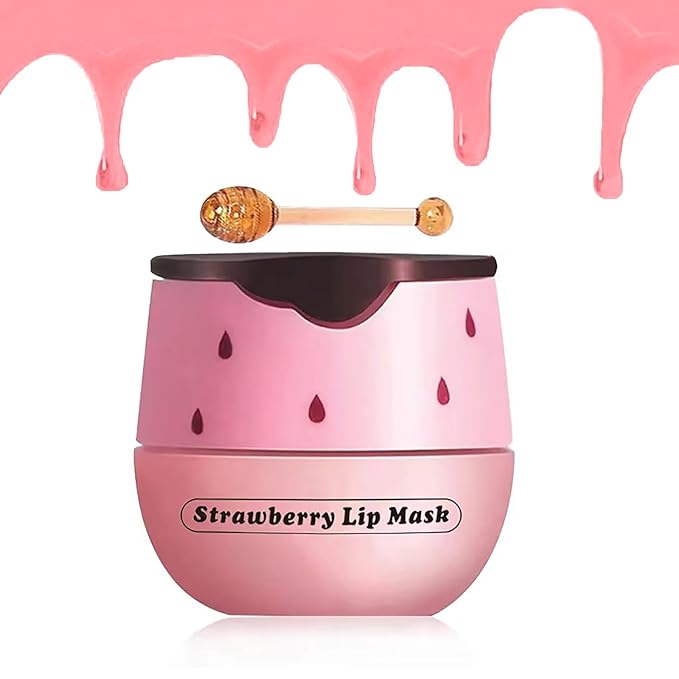 Strawberry Lip Balm Sleeping Lip Mask, Lip Balm with Stick, Lip Scrubs Exfoliator, Day & Night Lip Care - Hydrate Repair Prevent Dry (Strawberry)-BrightBean Baby