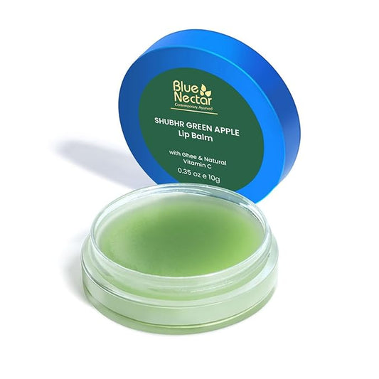 Blue Nectar Shubhr Green Apple Lip Balm & Gloss with Ghee & Natural Vitamin C for dry chapped lips with intense moisturization |100% Ayurvedic | Paraben & Sulphate Free| (0.5 oz,10 Herbs)-BrightBean Baby
