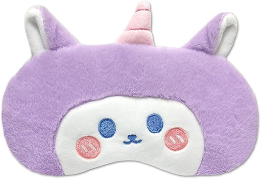 PERFECTSIGHT Sleep Eye Masks, Cute Plush Sleep Eye Cover Lightweight Adjustable Eyeshade Faux Fur Mask Cover for Women Men Sleep Travel Nap, Purple Unicorn-BrightBean Baby