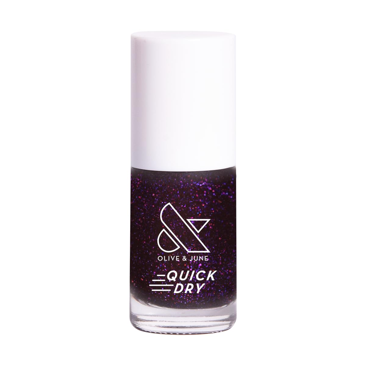 Olive & June Quick Dry Nail Polish | Instant Fast-Drying Smudgeproof Color | 15-free, Vegan Cruelty-Free Formula | Lasts up to 5 Days | Salon-Quality Manicure Pedicure at Home|Enchanted Violet Shimmer-BrightBean Baby