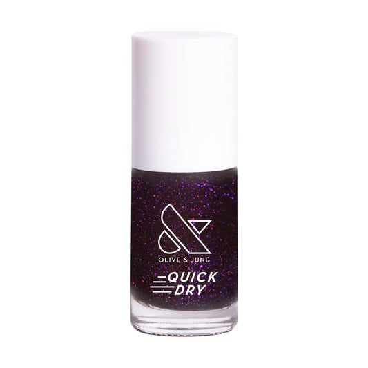 Olive & June Quick Dry Nail Polish | Instant Fast-Drying Smudgeproof Color | 15-free, Vegan Cruelty-Free Formula | Lasts up to 5 Days | Salon-Quality Manicure Pedicure at Home|Enchanted Violet Shimmer-BrightBean Baby