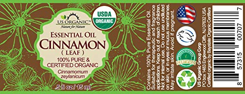 US Organic 100% Pure Cinnamon Leaf Essential Oil - USDA Certified Organic, Steam Distilled - W/Euro Dropper (More Size Variations Available) (15 ml / .5 fl oz)-BrightBean Baby