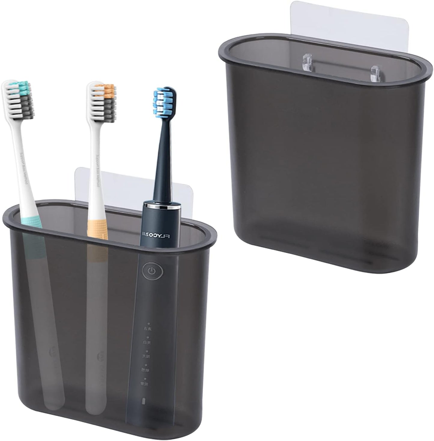 2 Packs Wall Mounted Toothbrush Holder, Self Adhesive Tooth Brush Holder for Bathroom Electric Toothbrush Toothpaste Razor Bathroom Accessories(Black)-BrightBean Baby