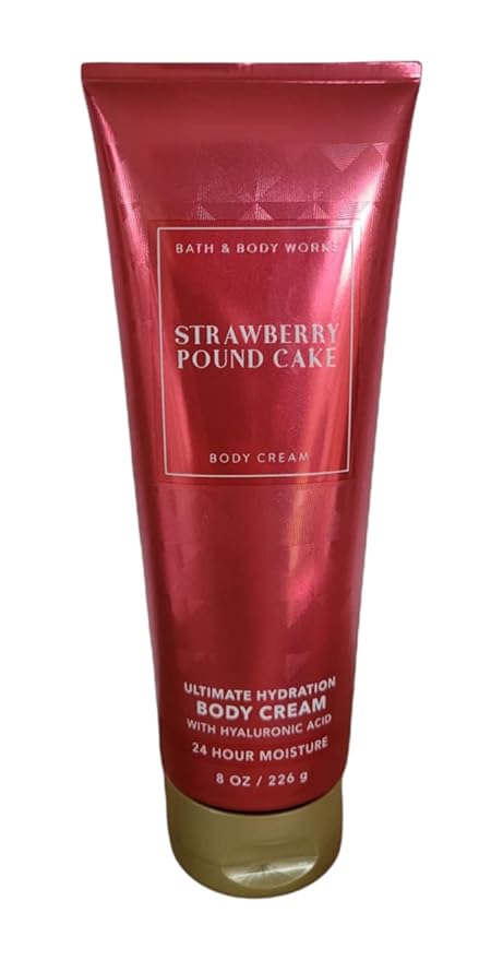 Bath and Body Works Strawberry Pound Cake Ultimate Hydration 24 Hour Body Cream 8 Ounce with Hyaluronic Acid-BrightBean Baby
