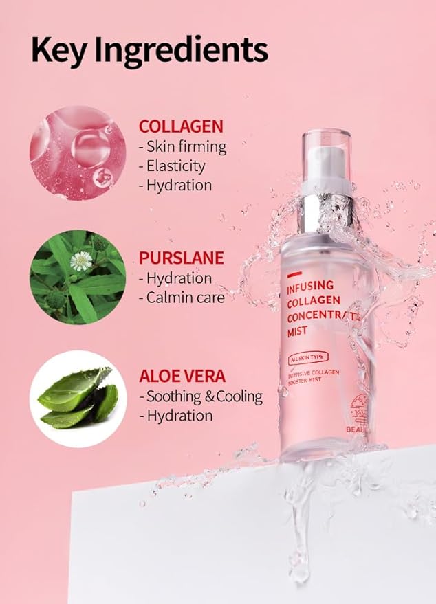 Collagen Facial Mist – Hydrating & Firming Spray for Face, Anti-Wrinkle Korean Skincare, Daily Moisturizer & Skin Tightening Mist with Nourishing Collagen (1.69 fl oz)-BrightBean Baby