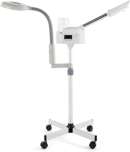 Professional Facial Steamer 2 in1 Steamer for Face 5X LED Magnifying Lamp Facial Steamer for Esthetician Beauty Face Equipment Use at Home or Salon（White）-BrightBean Baby