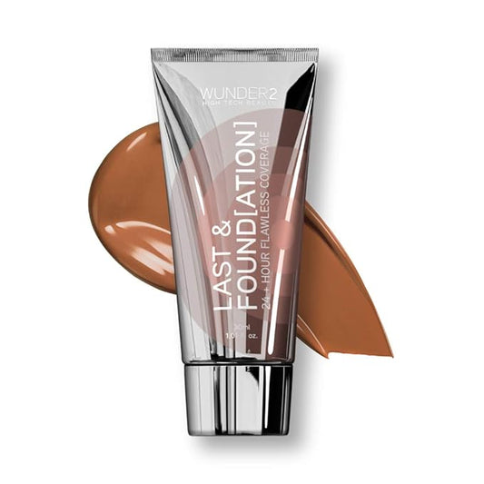 WUNDERBROW Full Coverage Foundation, Last & Found[ation] – Buildable Full Coverage Liquid Foundation For 24+ Hours Wear – Long Lasting, Waterproof, Chocolate-BrightBean Baby