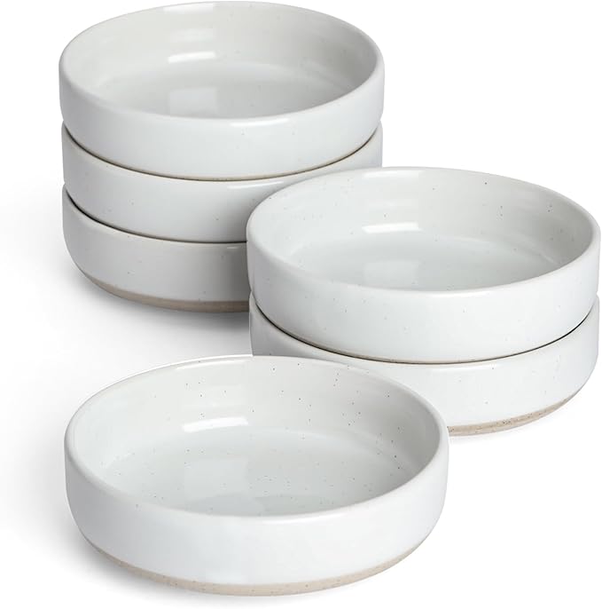 famiware Milkyway Ceramic Soy Sauce Dish, Dipping Bowls Set of 6, Dipping Sauce Bowls/Dishes, 4oz Small Serving Bowls for Side Dishes, Condiment, Sushi, Appetizer, Dessert, White