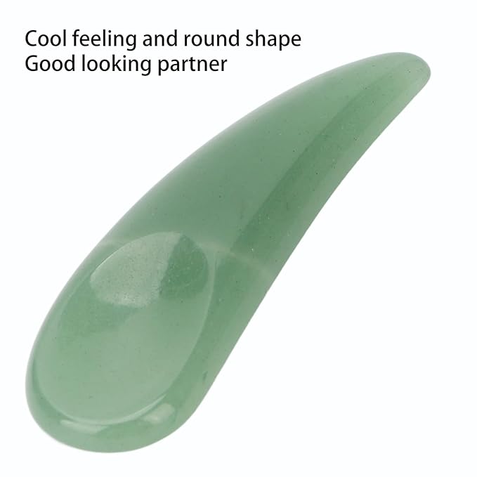 Spatula Scoop, Curved Cosmetic Spatula Scoop Mini Gua Sha Jadestone Curved Makeup Eye Cream Cosmetic Spatula Reduce Puffiness, Bags And Dark Circles Under the Eyes (Green)-BrightBean Baby