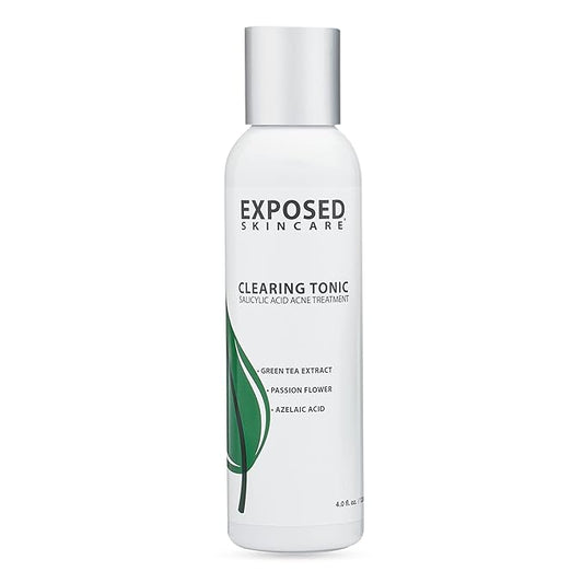 Exposed Skin Care Clearing Tonic Facial Toner with 1% Salicylic Acid and Witch Hazel for Acne Treatment – Pore Minimizing Toner to Prevent Breakouts, Reduce Redness and Balance Skin – Step 2 (4 fl oz)-BrightBean Baby