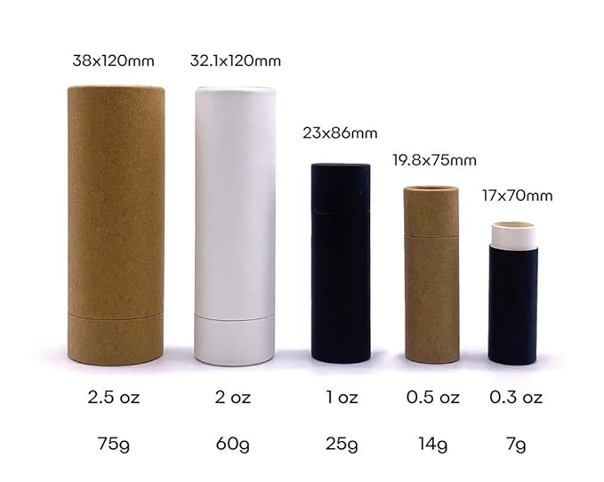 10 Pcs 1 Oz Paperboard Lip Balm Tubes Cardboard Krafts Paper Lipstick Tube Empty Lip Gloss Container Refillable Paper Round Solid Perfume Tube Chapstick Tube DIY Cosmetic Deodorant (Black)-BrightBean Baby