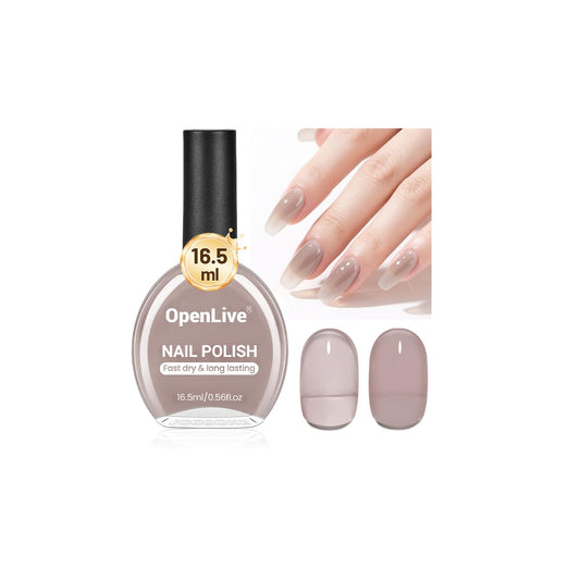 16.5ml Jelly Light Gray Nail Polish Large Volume Quick Dry Nail Polish, Long Lasting Shine, Fingernail Toenail Nail Art DIY Home Travel Nail Art Gift-BrightBean Baby